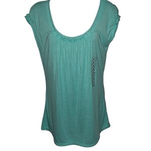 NWT Liz Wear By Liz Claiborne Mesh Scoop Neck Cap Sleeve Top
